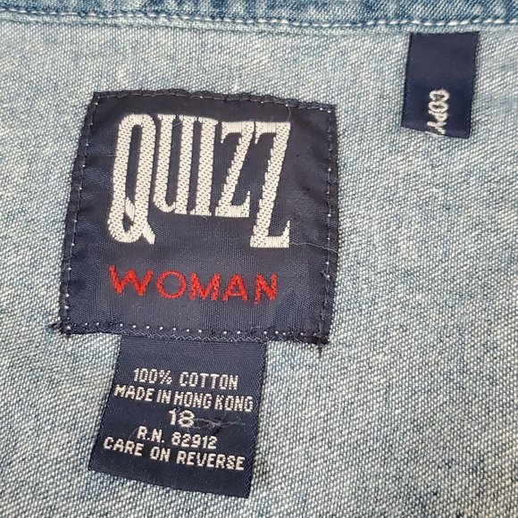 Vintage Quizz Woman Chambray Button Shirt Noah’s Ark Animals - Picture 4 of 6